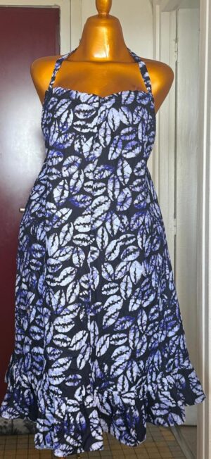 Robe Mi-Longue Dos Nu à Motif Cauris